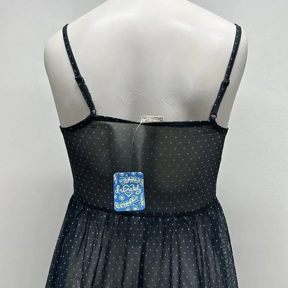 Free People Intimately Madeline Slip Dress Sheer Polka Dot New Navy Size Small - Picture 9 of 10